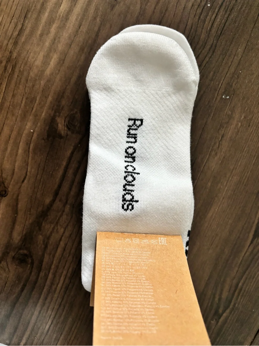 On Running White Athletic Crew Socks with Black Logo - Mid Cut Pack